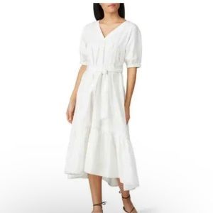 Caara Lombardy Dress white belted midi small